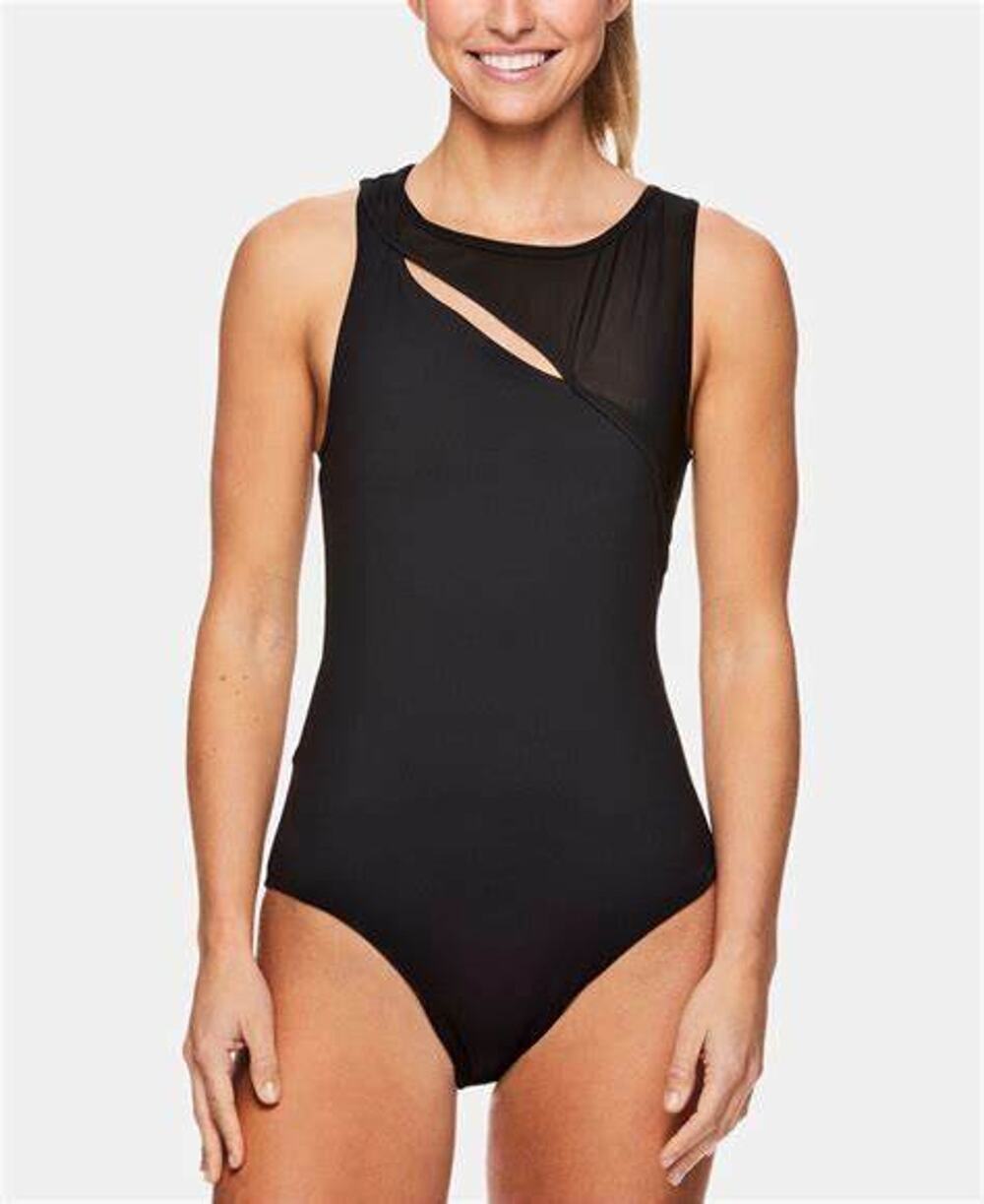 Gaiam x Jessica Biel Melrose Mesh Trimmed Bodysuit Black Size S New